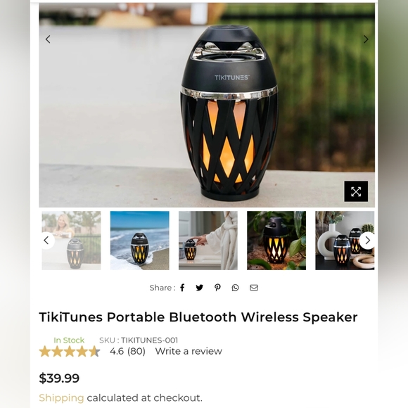 TikiTunes Portable Speaker with Ambient Flame Light Water Resistant - Picture 11 of 11